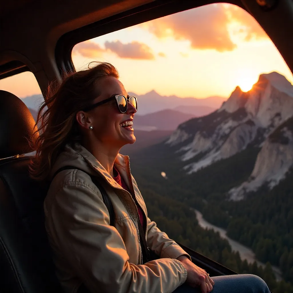 Golden Hour Helicopter Ride Over California Peaks