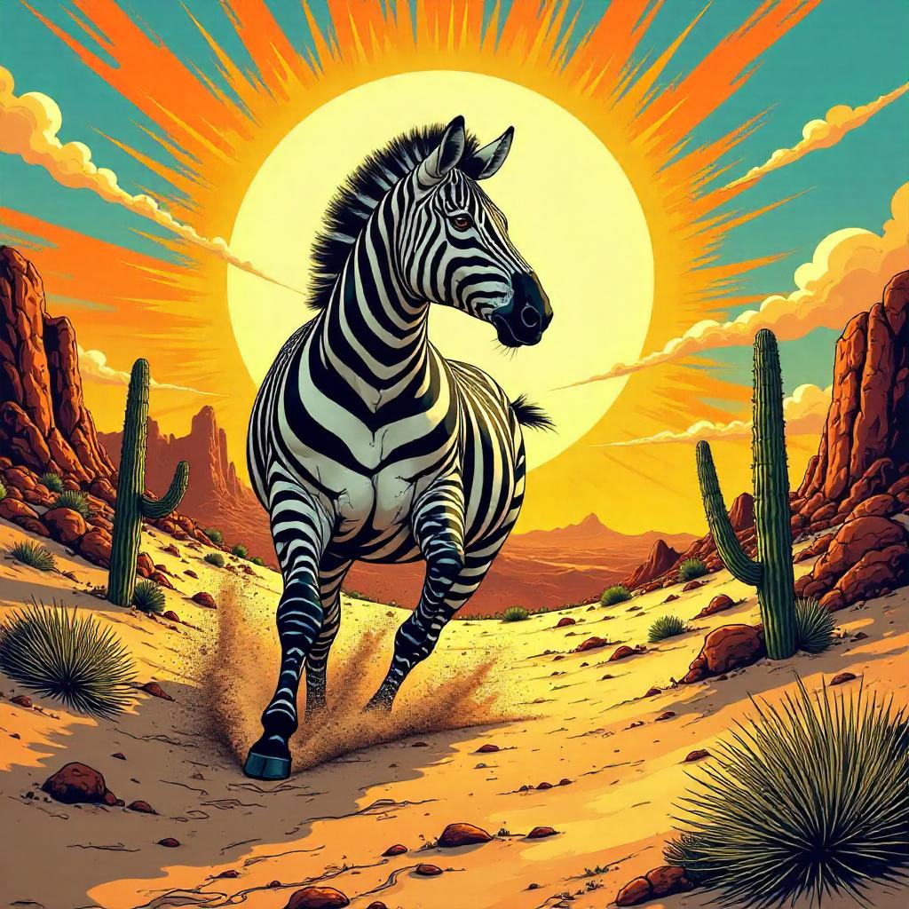 Desert Zebra: A Comic Book Hero in Sand