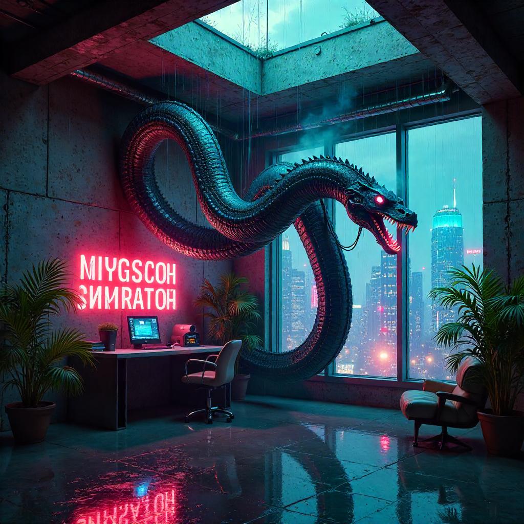 Neon Hydra in a Cyberpunk Loft