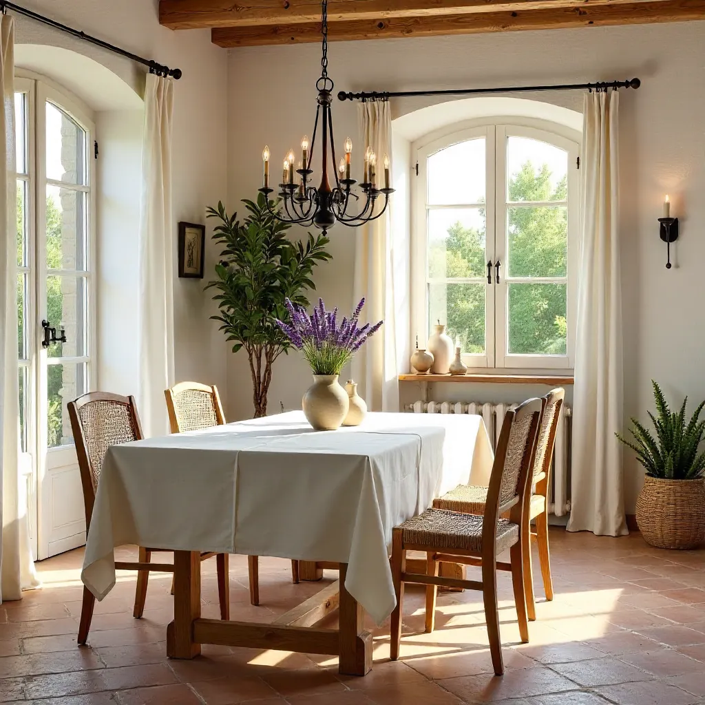 Inviting Provencal Dining Room in Soft Light