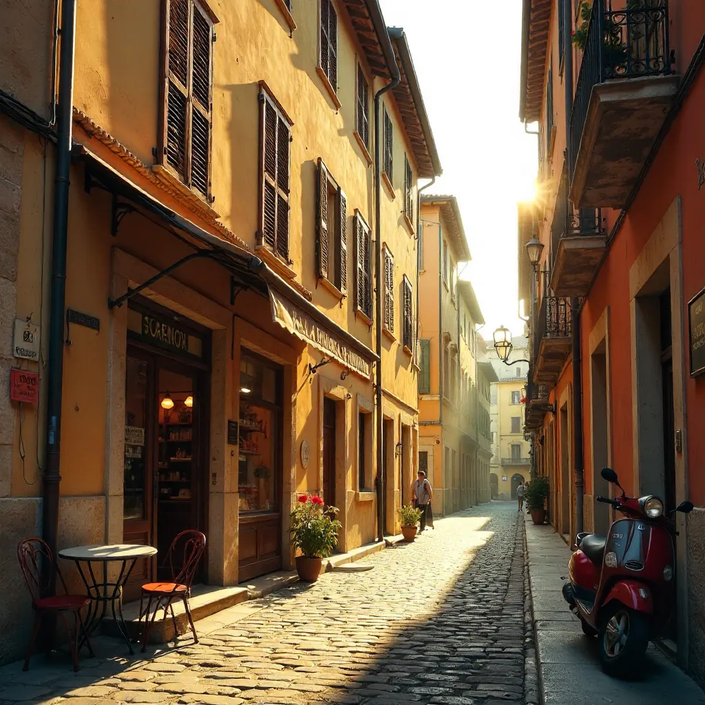 Sunlit Italian Street with FORNO Sign