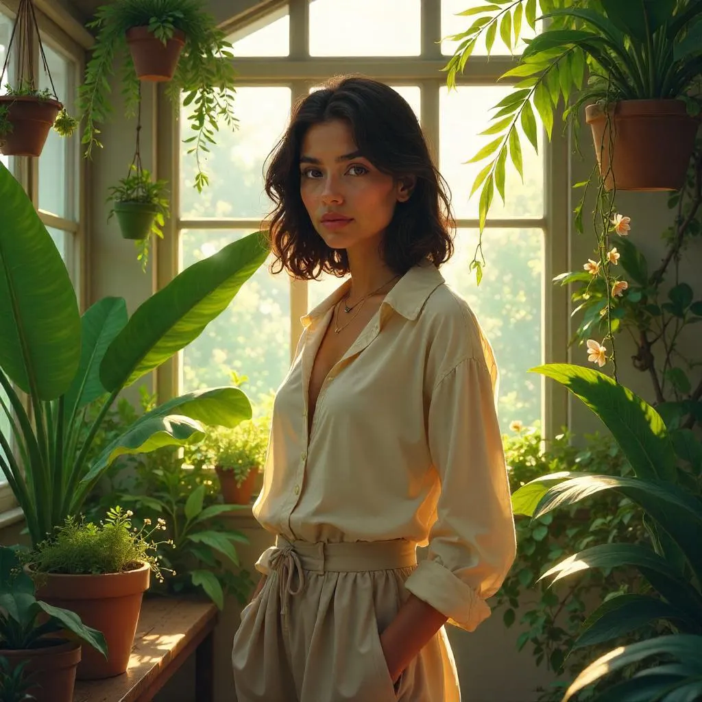 Greenhouse Portrait: A Young Middle Eastern Woman