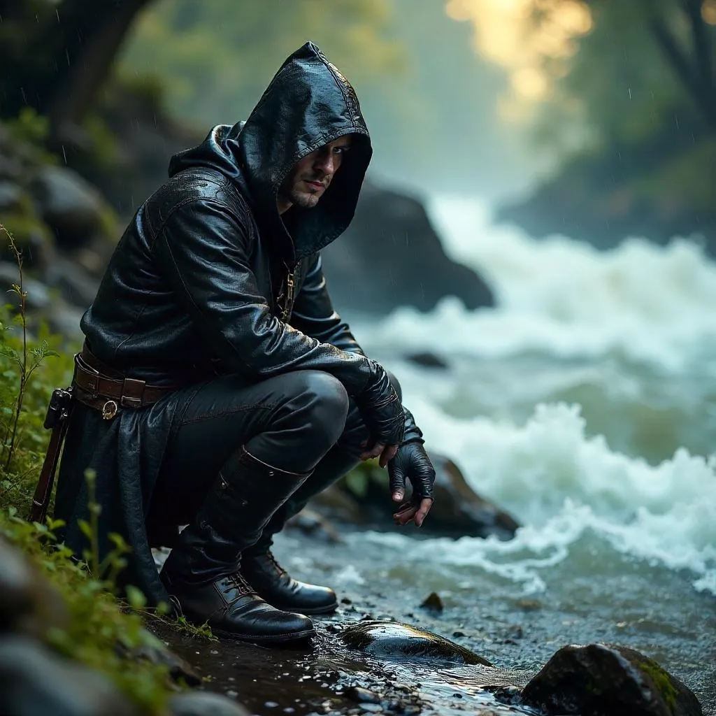Rogue by the Rushing River in Photorealistic Detail