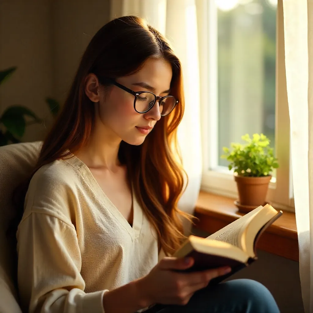 Soft Window Light: Reading with Glasses