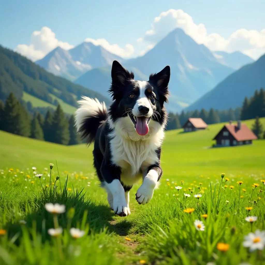 Border Collie in Sunny Poprad Landscape
