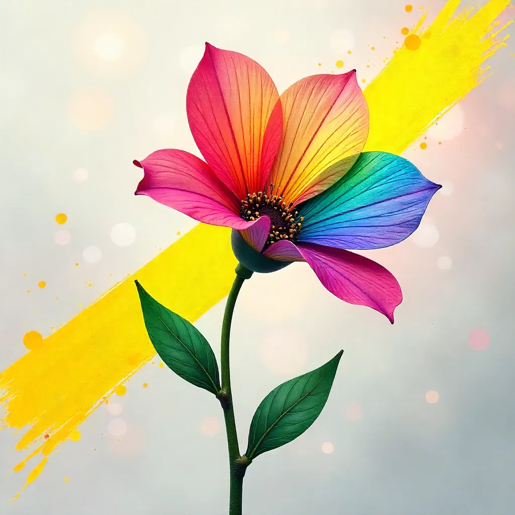 Vibrant Single Flower Stem with Yellow Splash