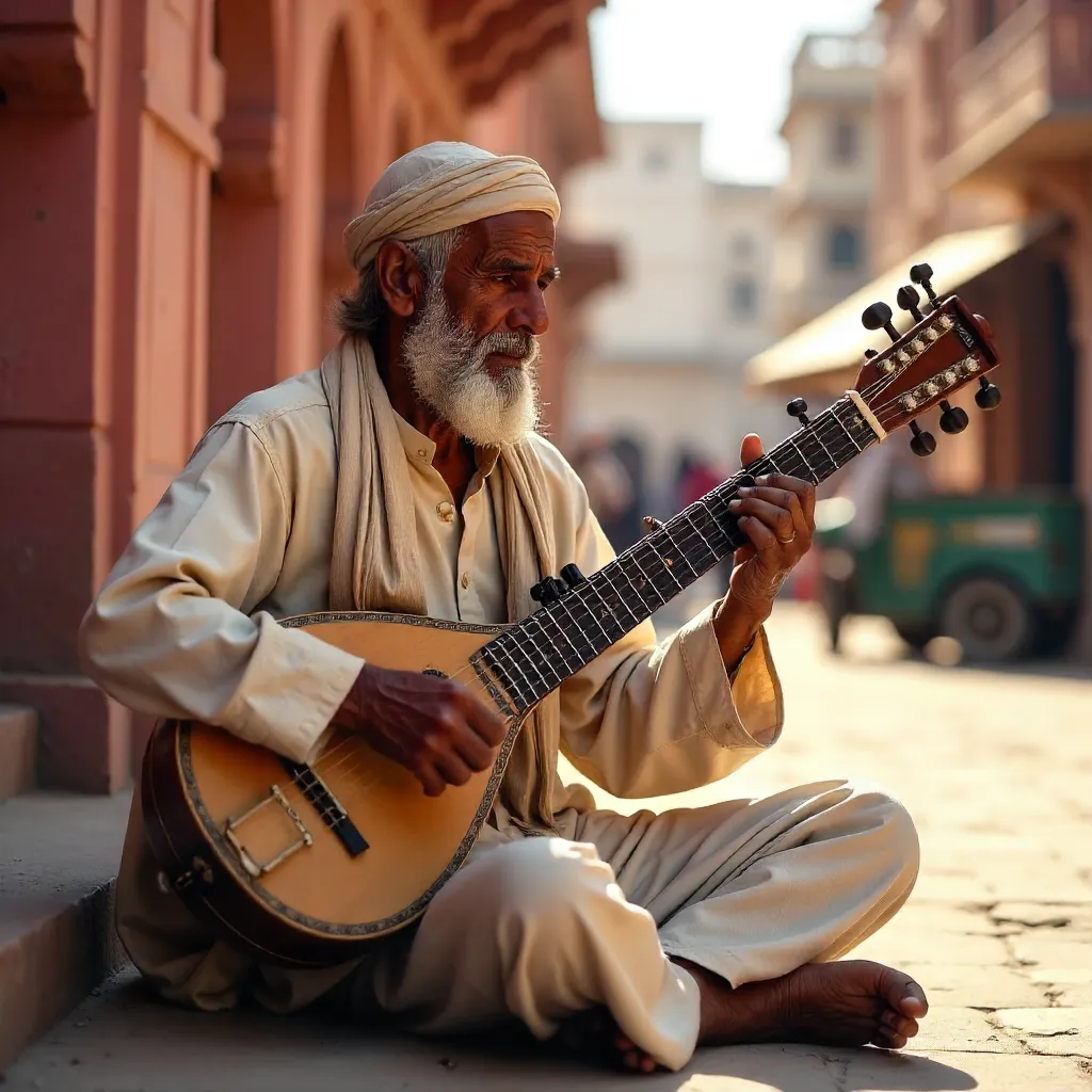 Elderly Sarangi Player on Jaipur's Pink Street