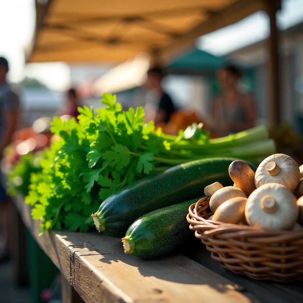 Fresh Market Bounty: Parsley, Zucchini, and Mushrooms