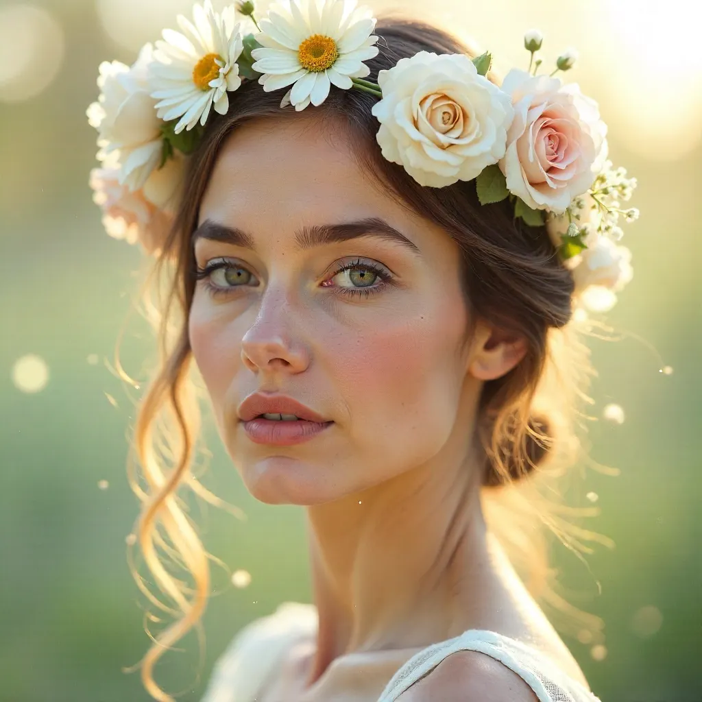 Ethereal Flower Crown Portrait in Soft Focus