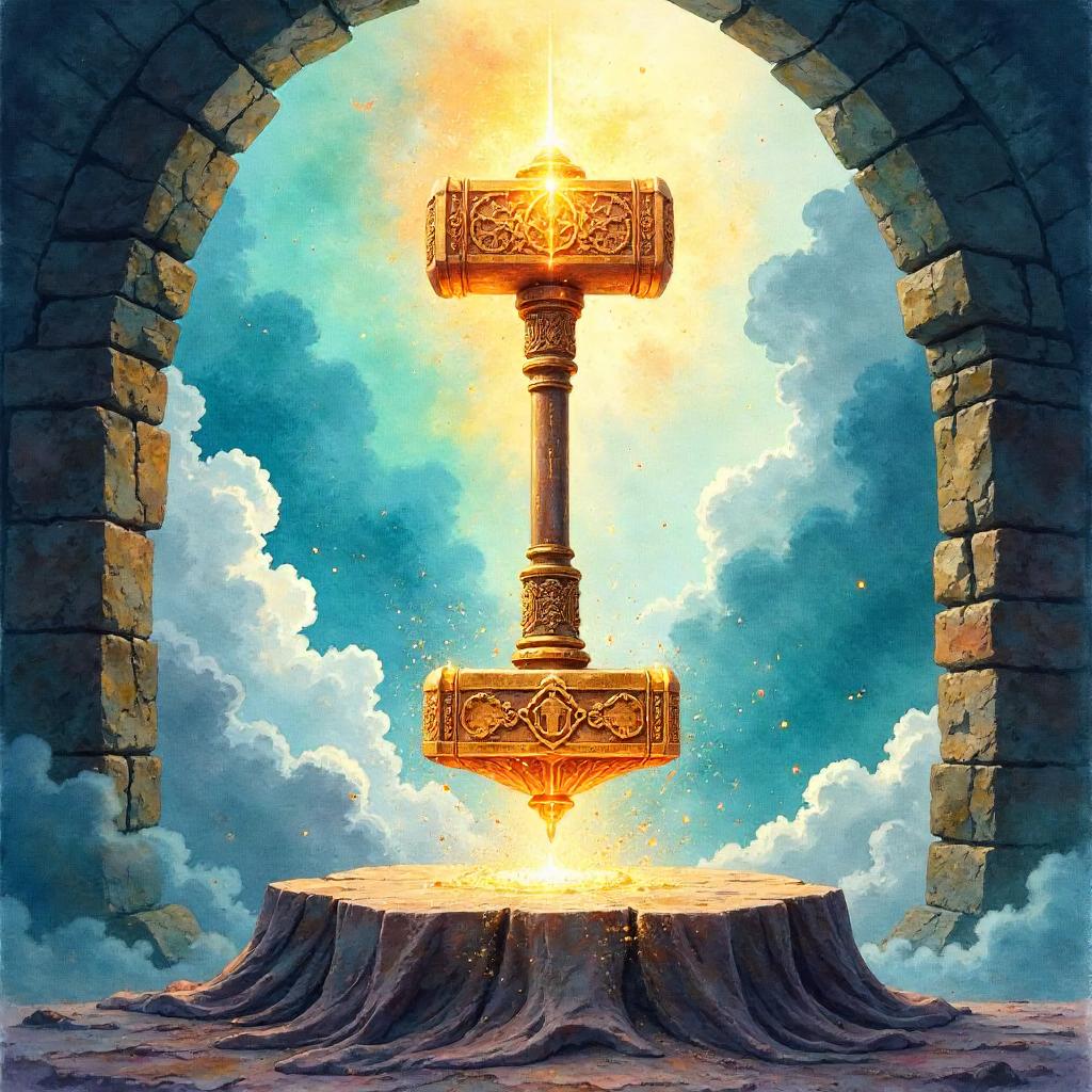 Divine Hammer in a Watercolor Epiphany