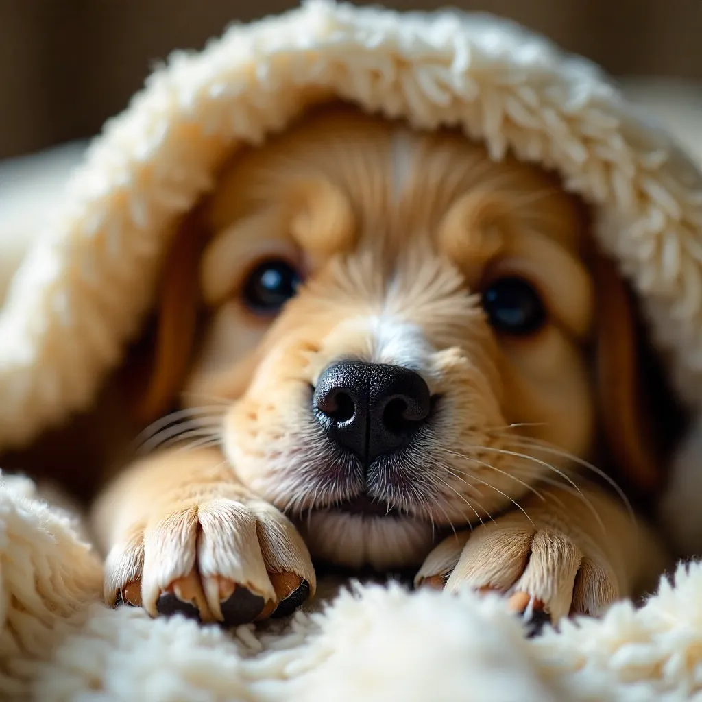 Cozy Blanket Peek: Cute Dog Nose and Paw