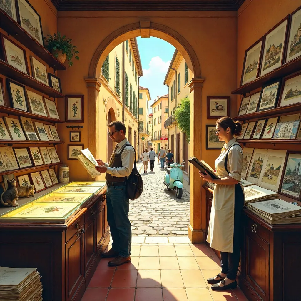 Quaint Roman Art Shop of Vintage Prints