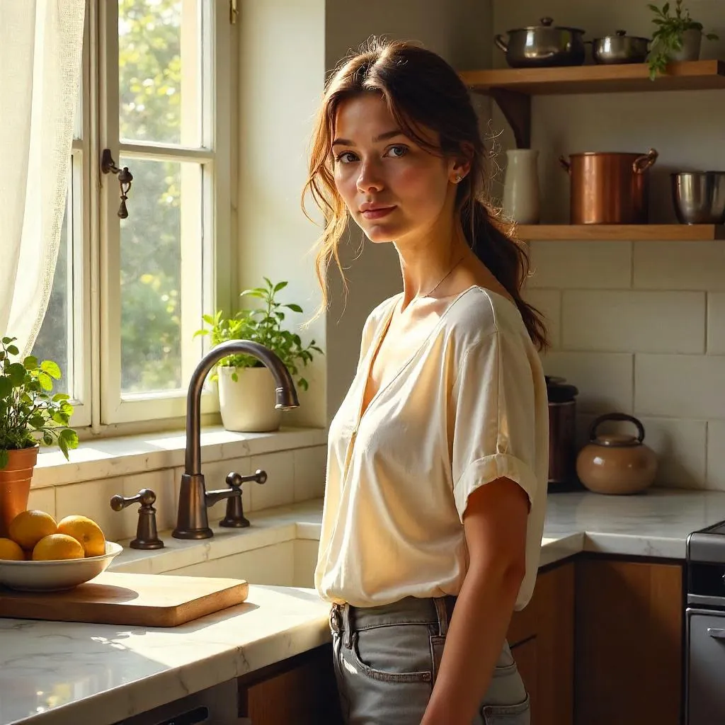 Warm Morning Kitchen Portrait in Oil