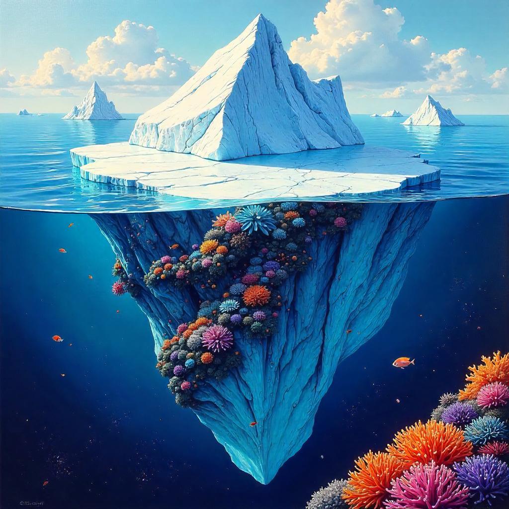 Oil Painting: Coral Reef on a Floating Iceberg