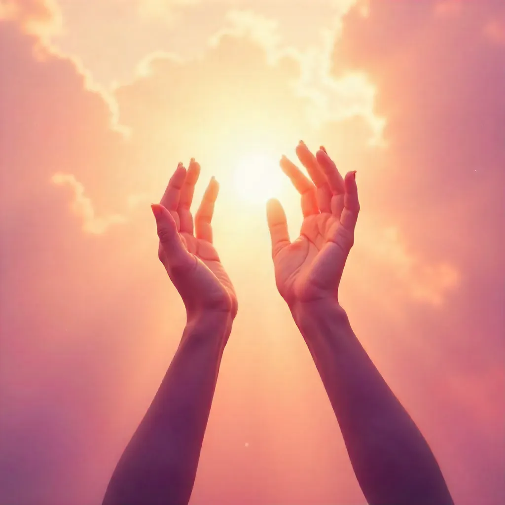 Dreamy Silhouette: Hands Reaching for Light