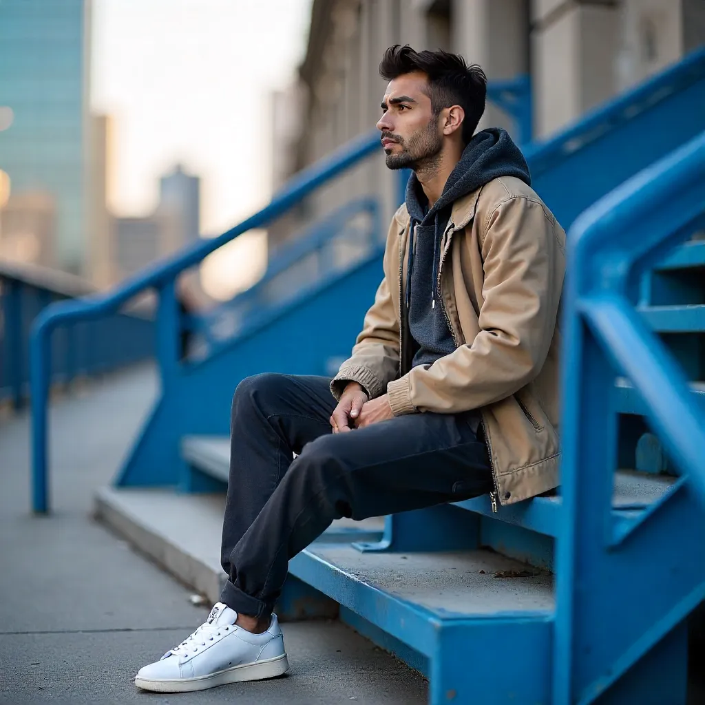 Quiet Moment on a Blue Urban Structure