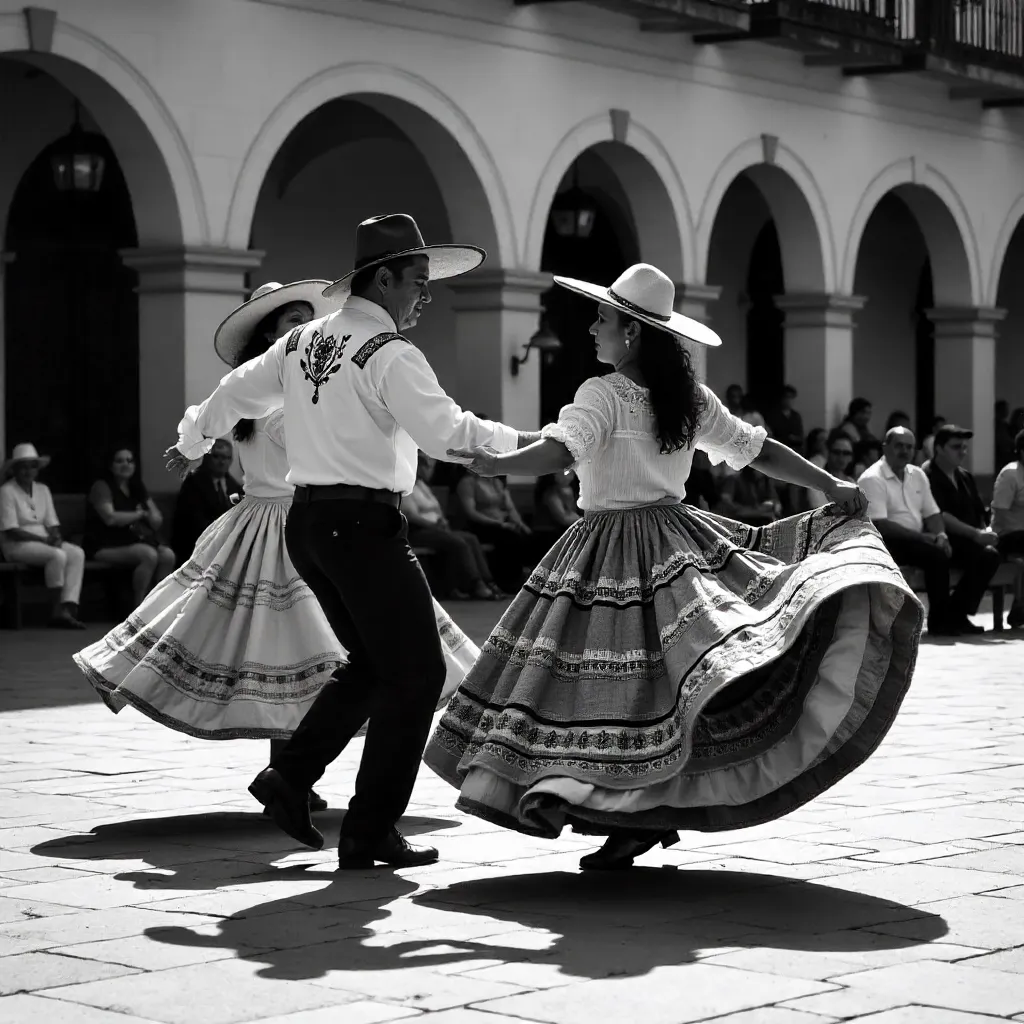 Oaxaca Traditional Dance in Black and White