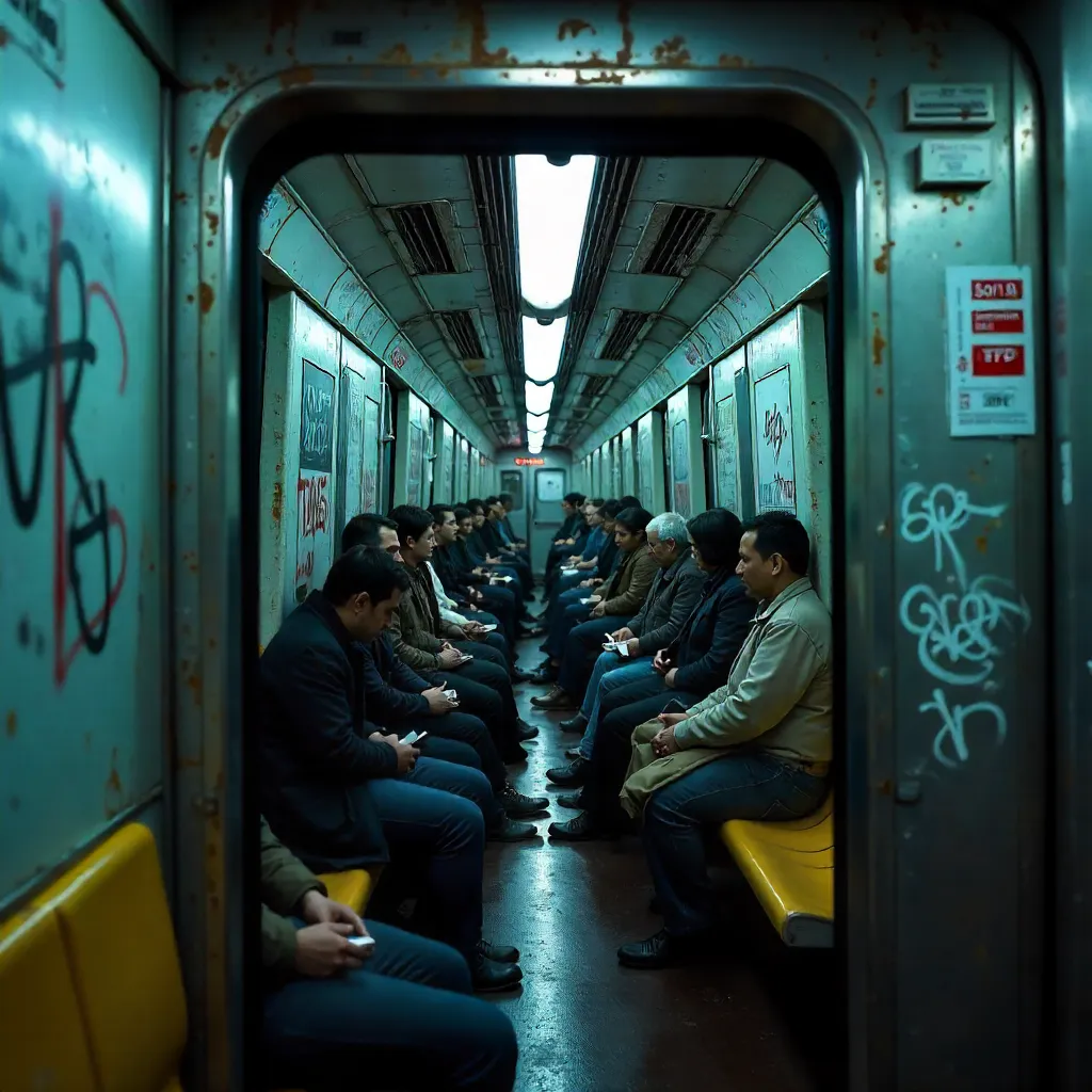 Through a NYC Subway Emergency Exit: Passengers Inside