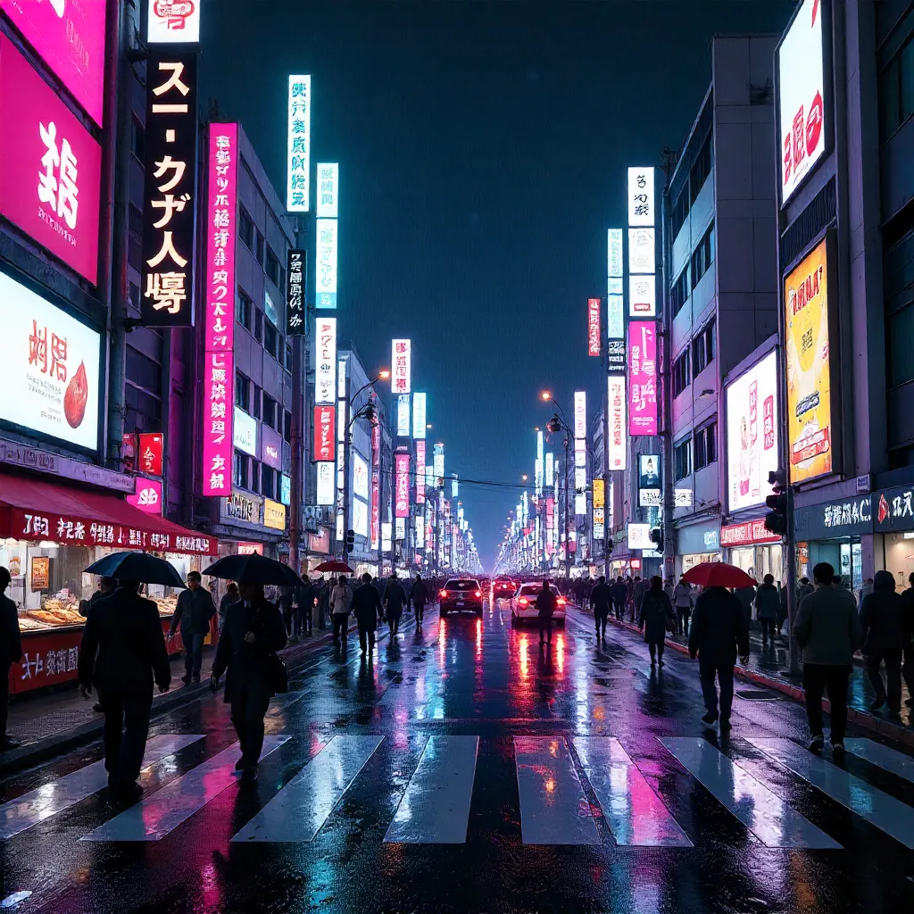 Neon Nightlife: Shinjuku Crossing