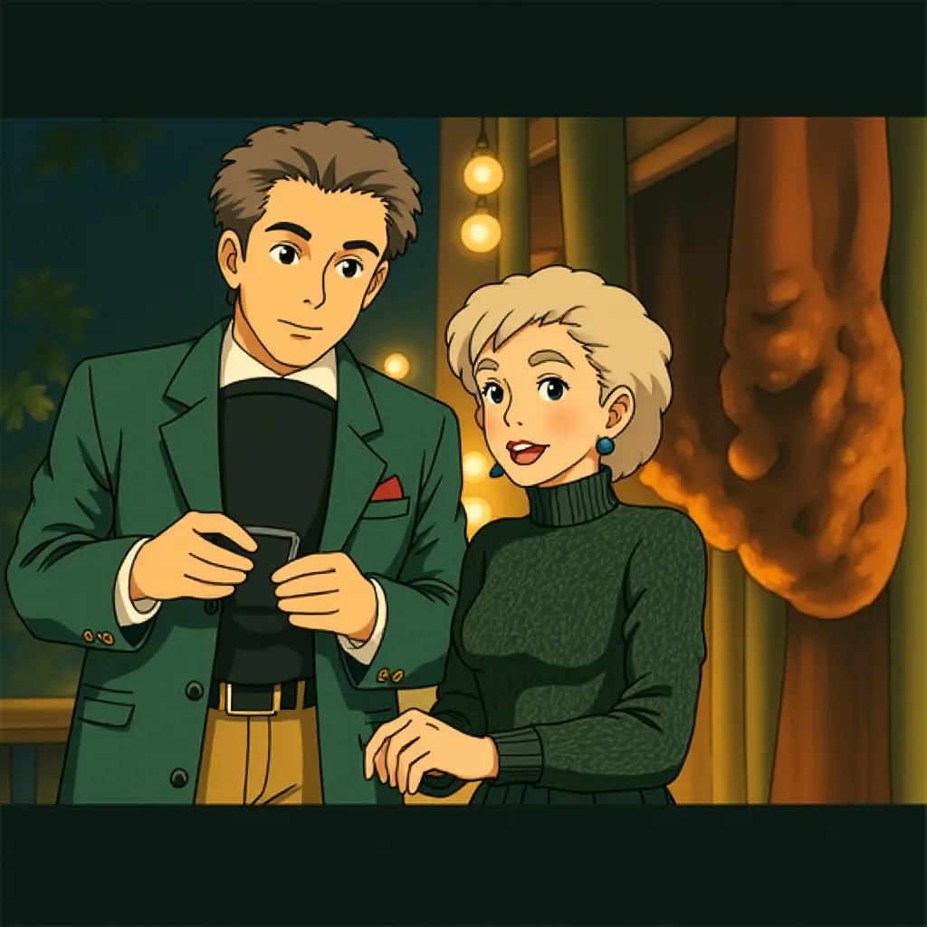 Jeff Goldblum and Michelle Yeoh in Wicked (2024) - Ghibli style