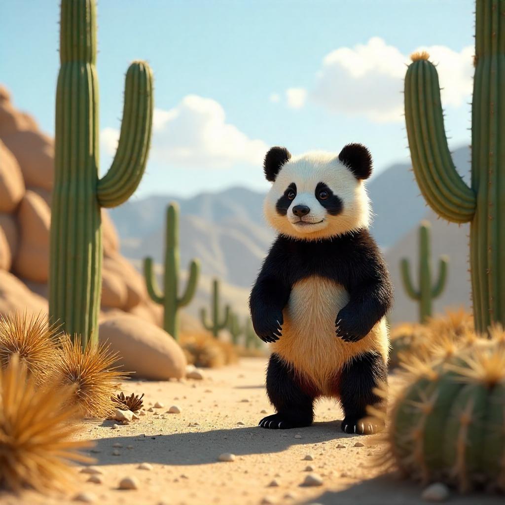 Panda in the Desert: A Hyper-Real 3D Render