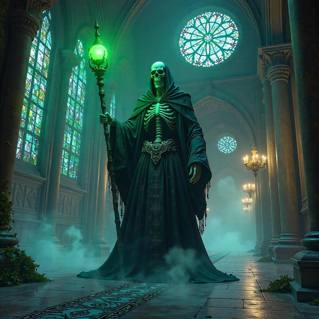 Lich 3D Render in an Enchanted Castle