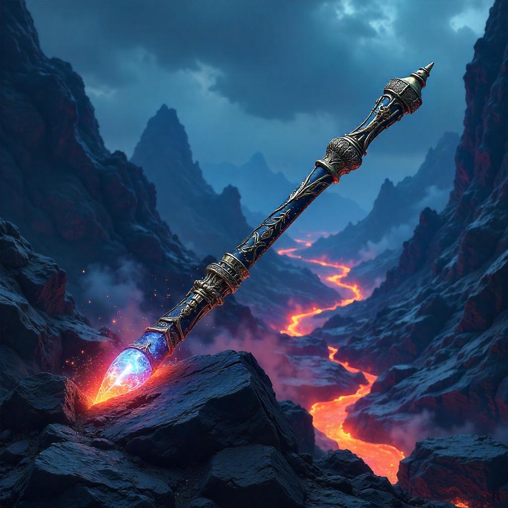 Glowing Wand on Volcanic Rocks