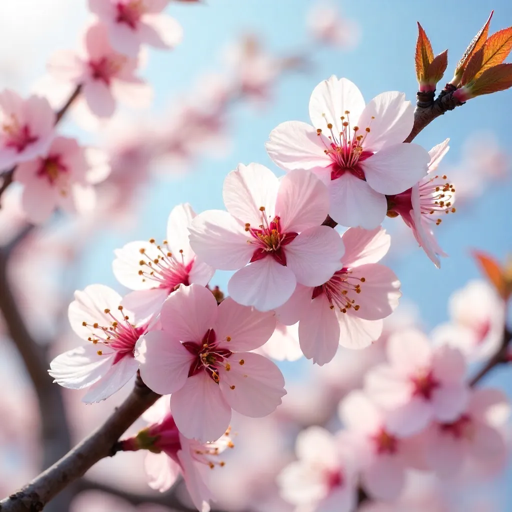 Cherry Blossom Branches in Full Spring Bloom