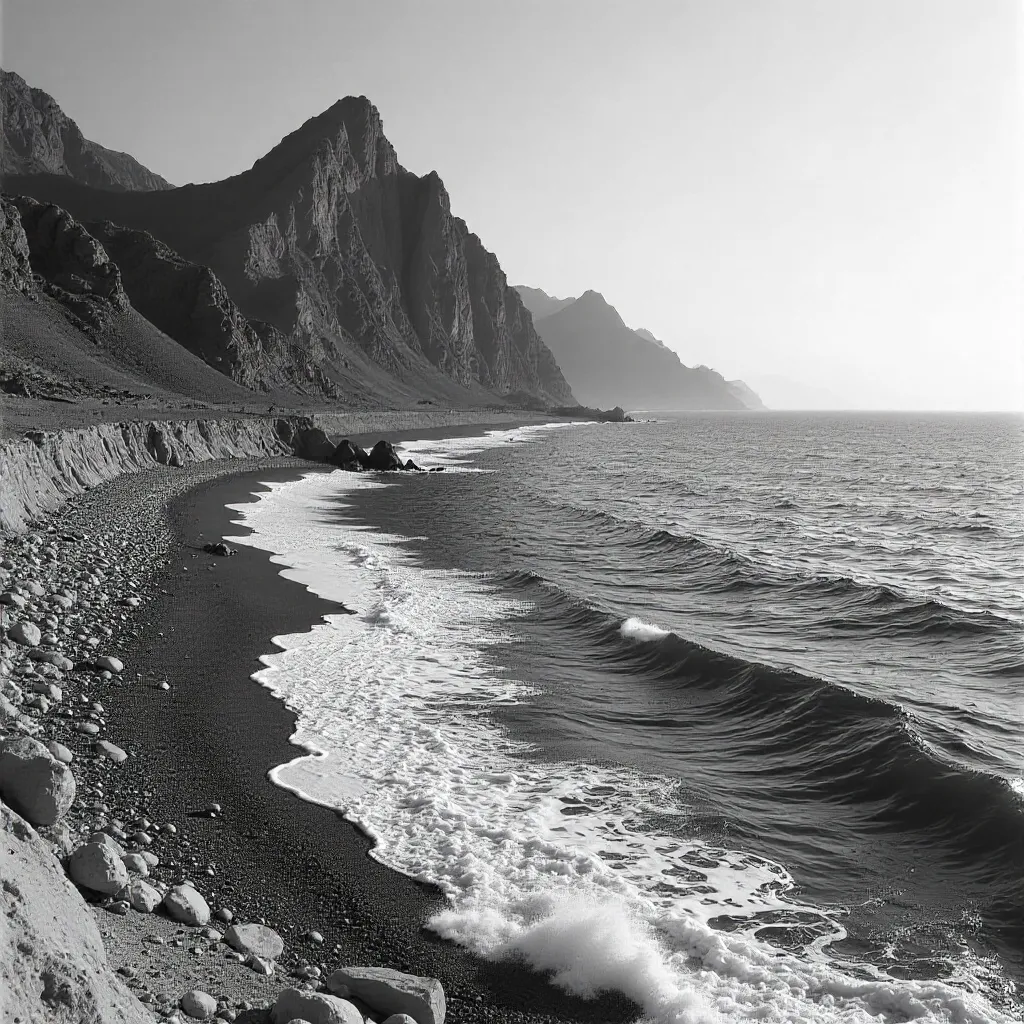 Monochrome Sinai: Rugged Mountains and Coastline