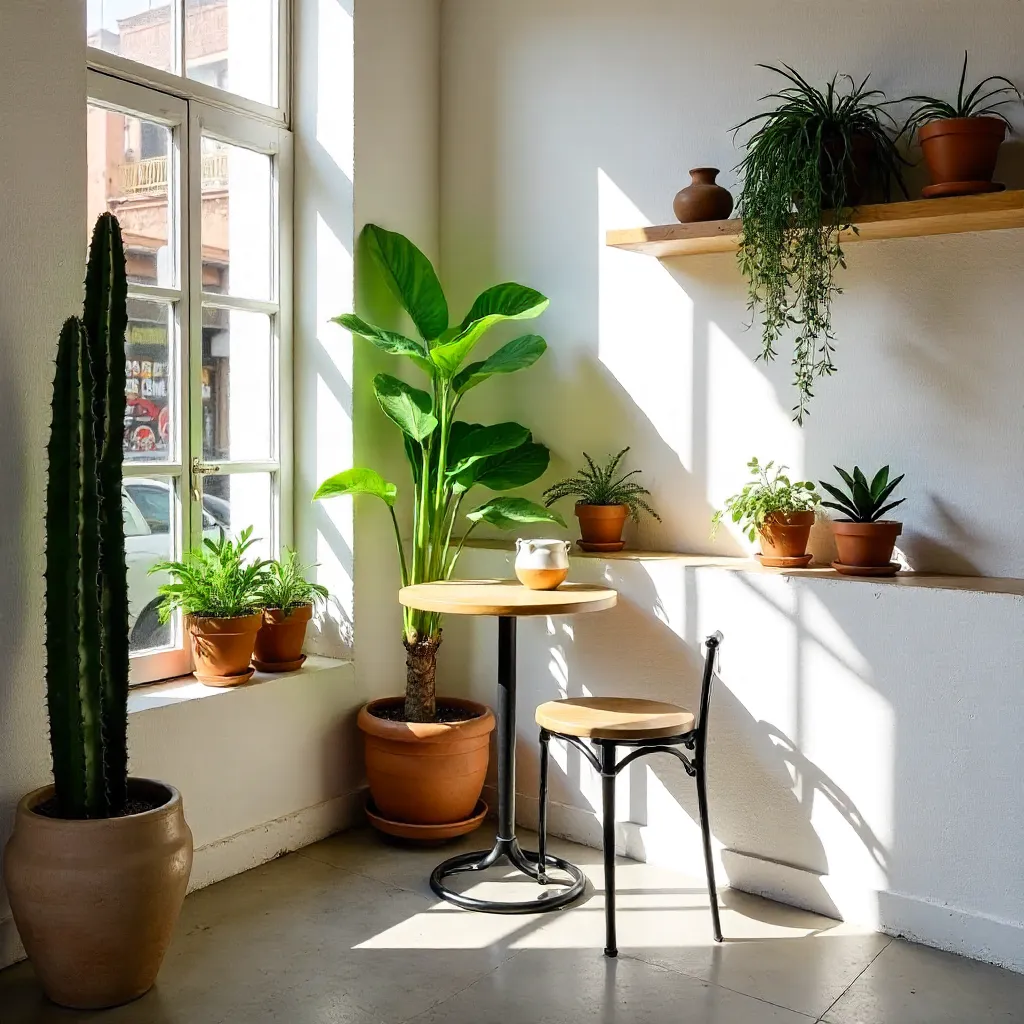 Minimalist Mexico City Café Corner in Sunlight
