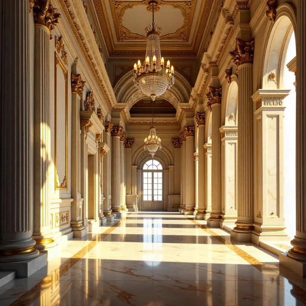 Golden Hall: Elegant Ornate Classical Architecture