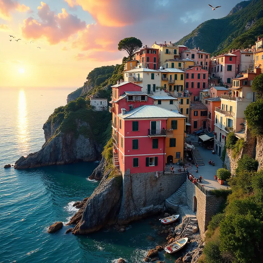 Sunset Over Manarola: Colorful Cliffside Village