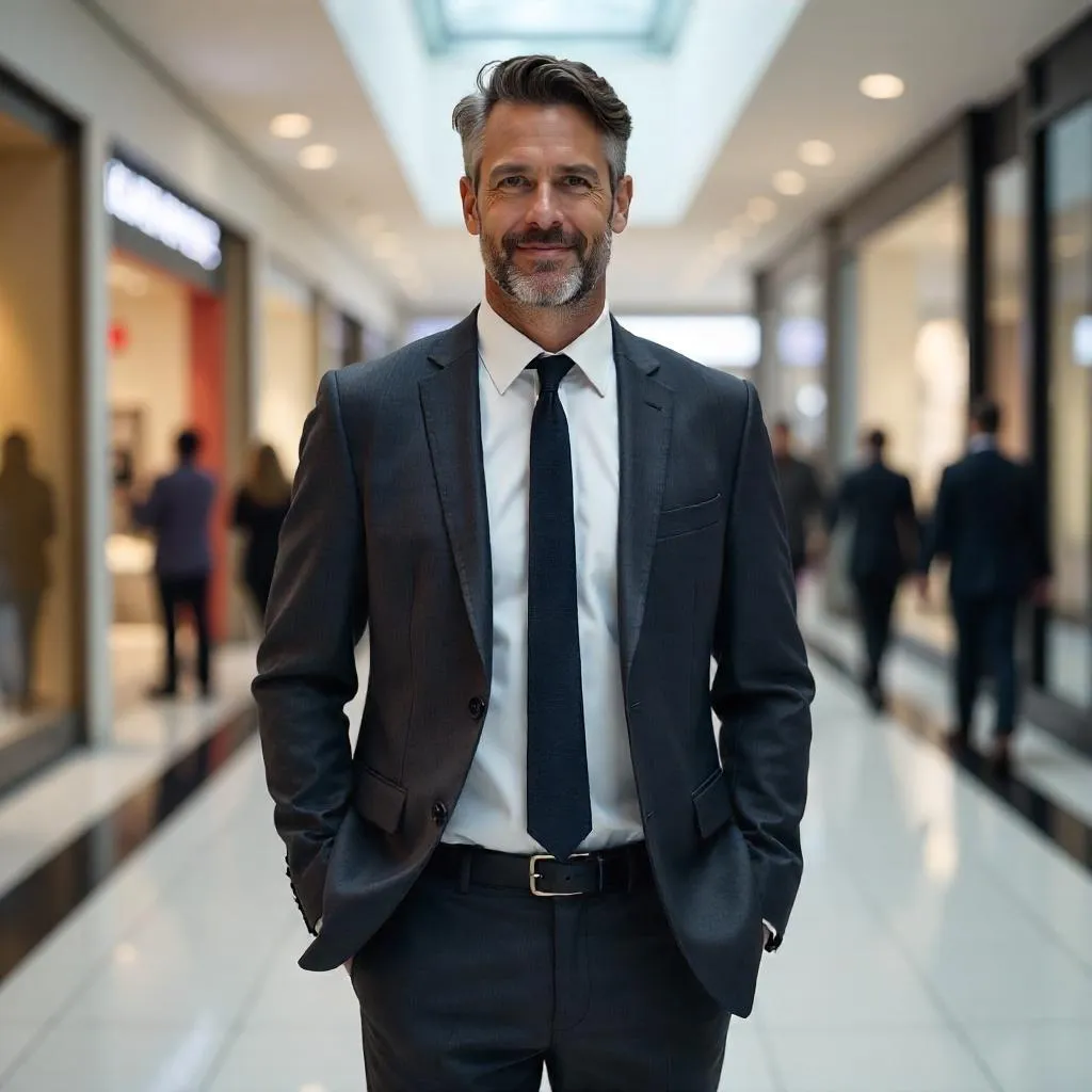 Photorealistic Professional White Man in a Modern Mall