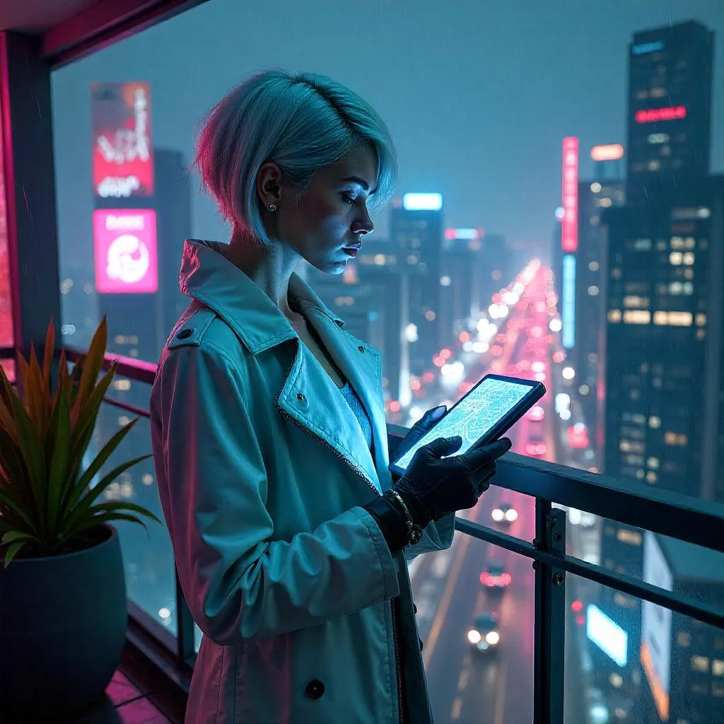 Neon Terrace Belle in Cyberpunk Night