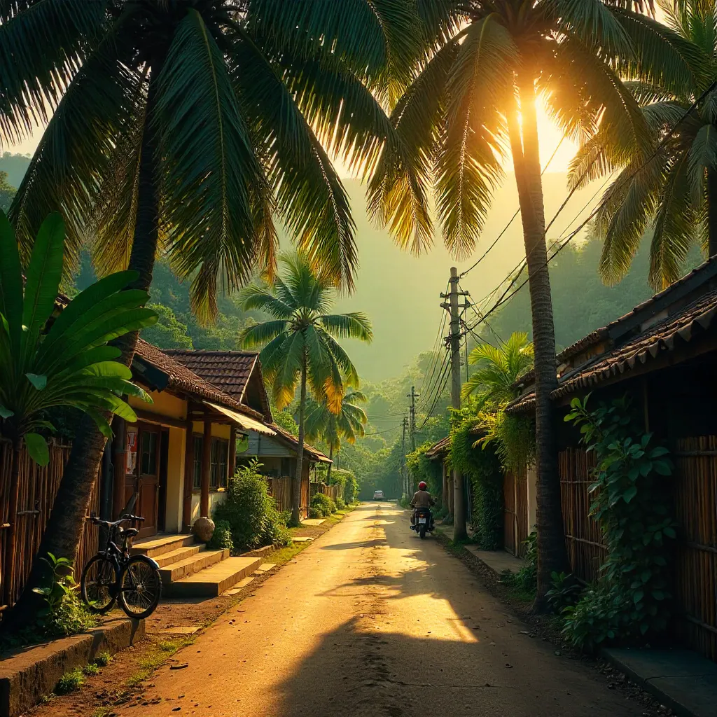 Sunlit West Java Street in Serene Morning