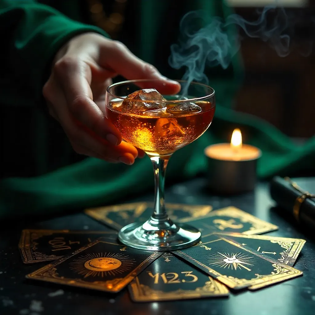 Fortune Glass Over Tarot Cards in Moonlit Noir