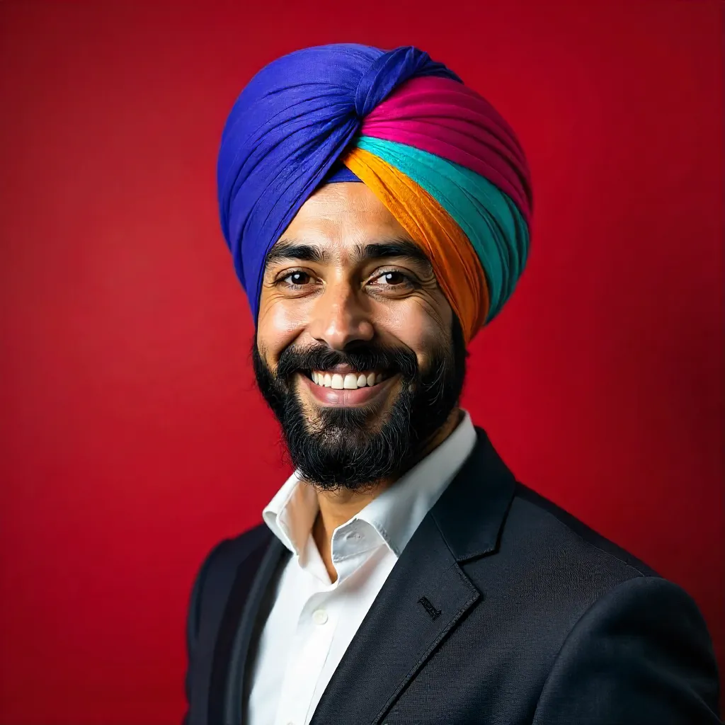 Radiant Sikh Portrait in a Bright Turban