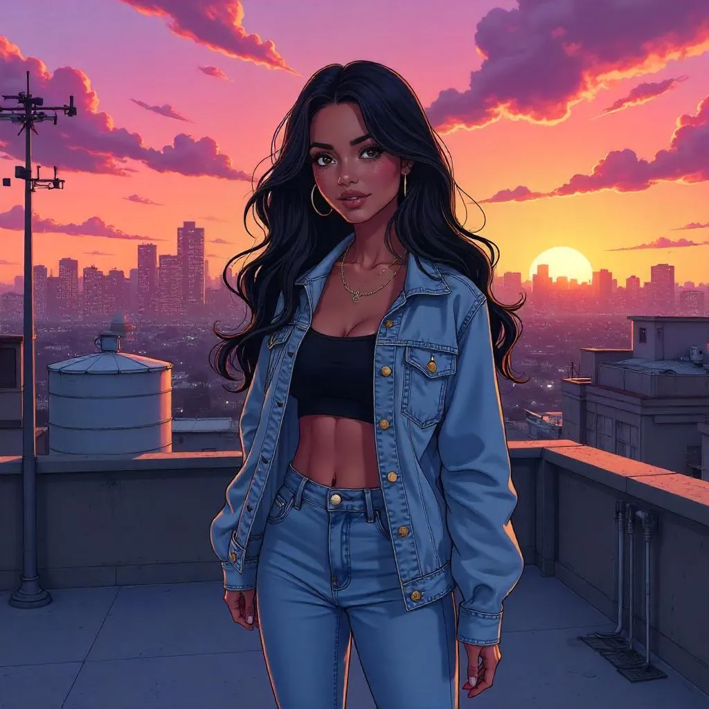 Anime Latina on Rooftop at Sunset