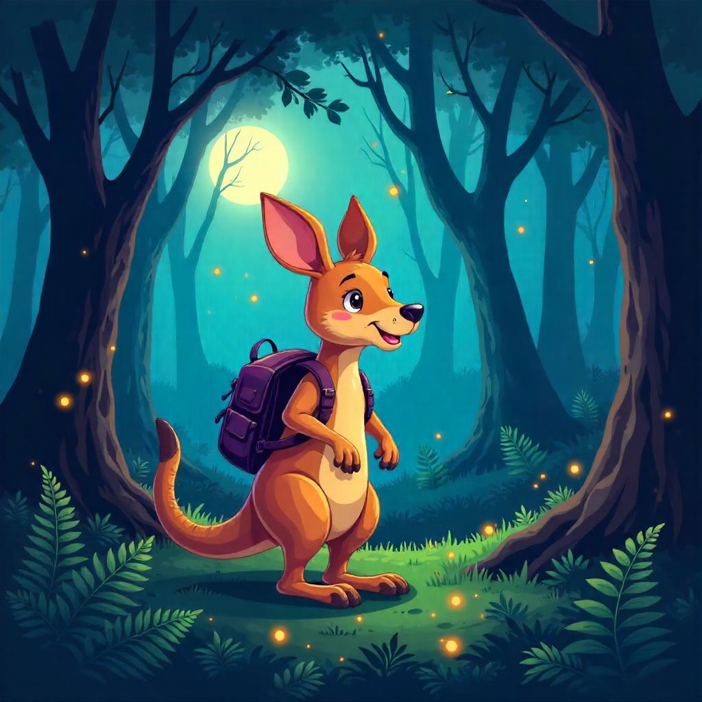 Kangaroo in a Dark Forest - Cartoon Night