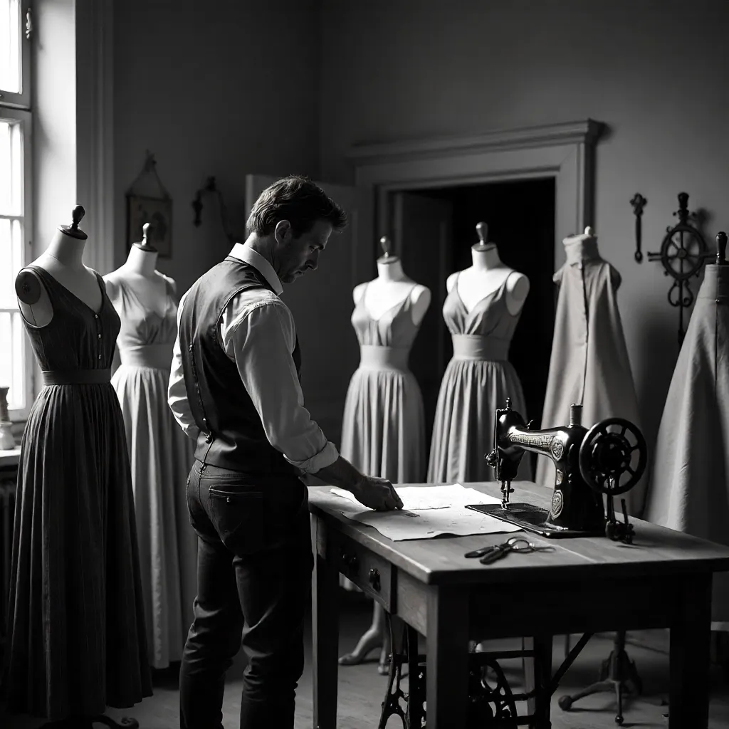 Monochrome Tailor Shop: Mannequins in Quiet Craft