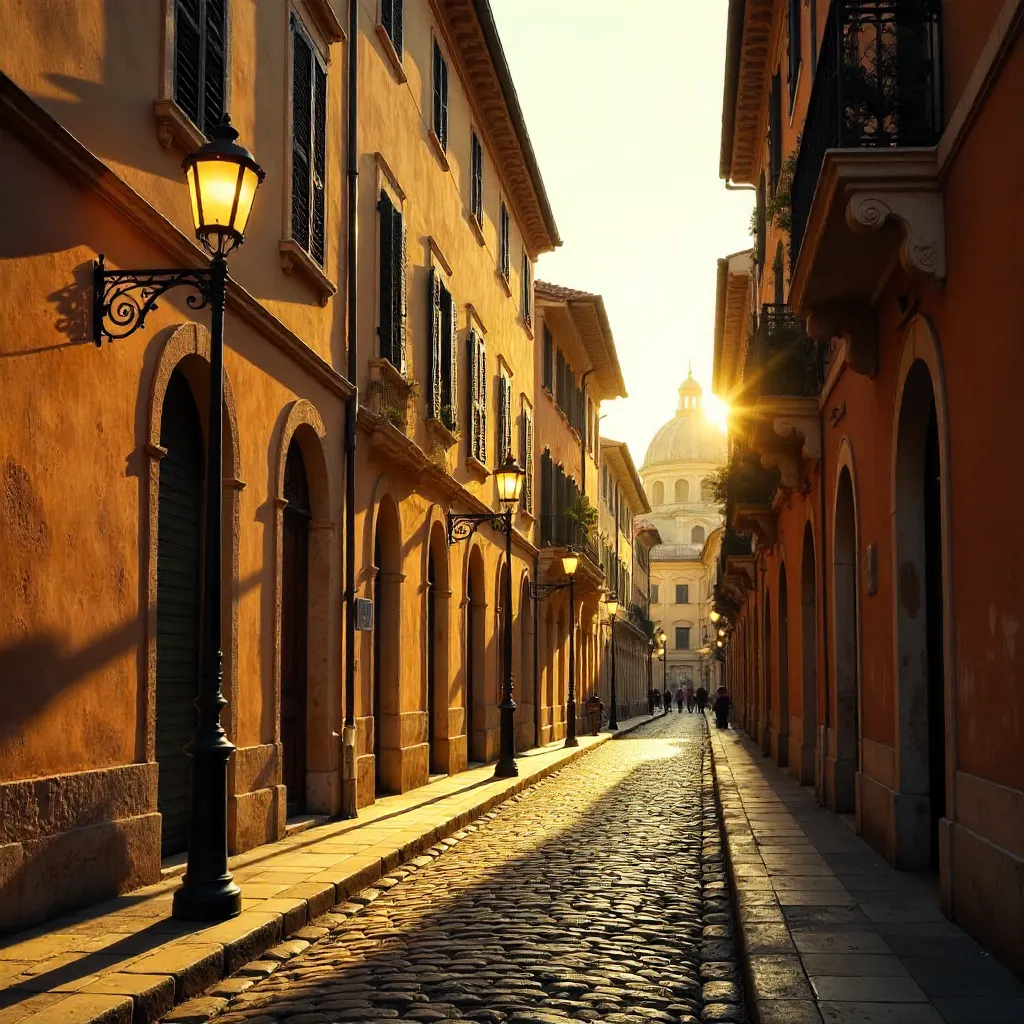 Golden Hour in Rome: Warm Facades and Lamps