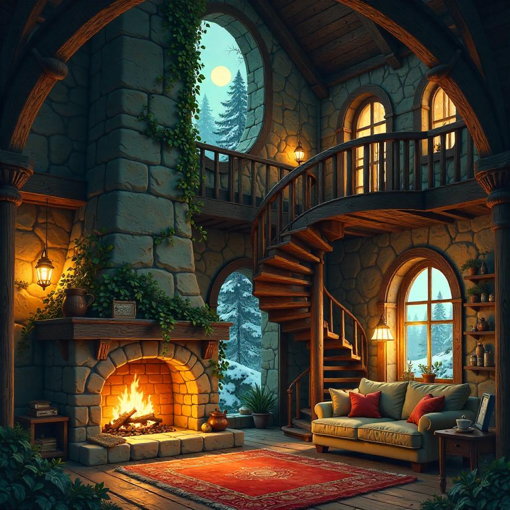 Tower in a Cozy Cottage — Concept Art Scene