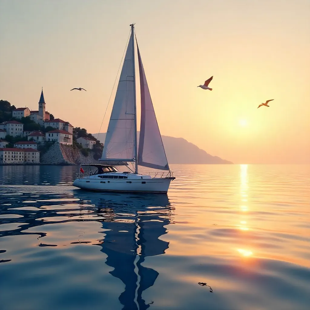 Solitary Sailboat Near Piran on the Adriatic