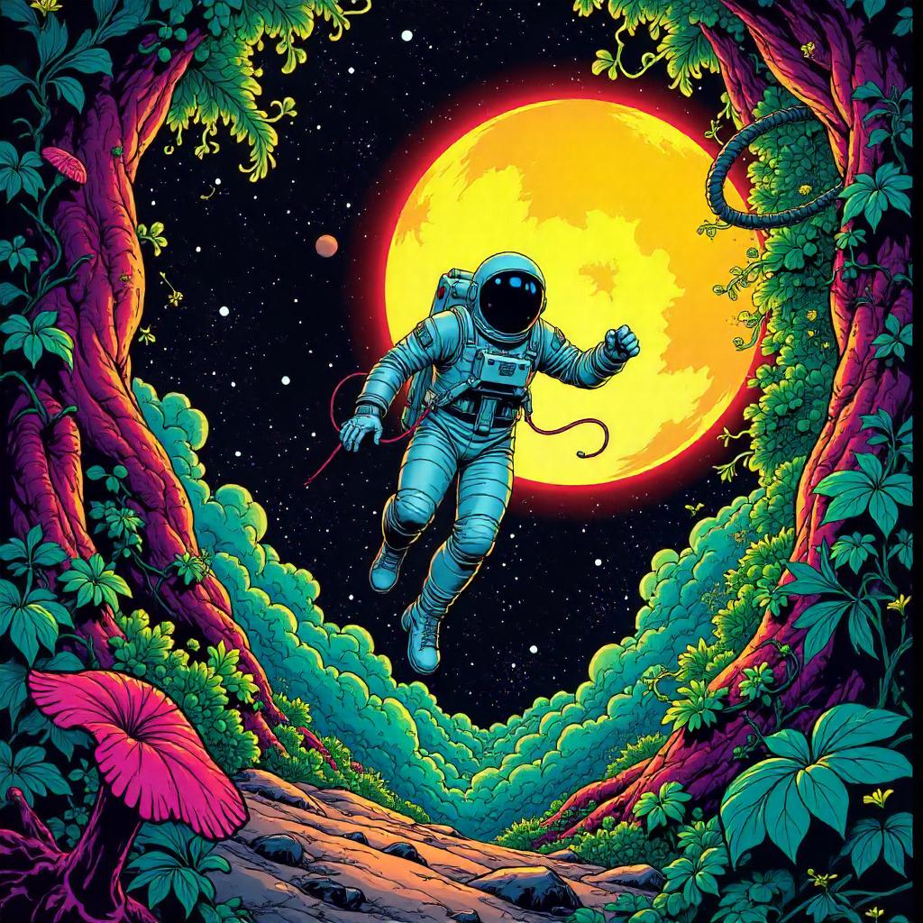 Cosmic Jungle: A Bold Space Comic Scene
