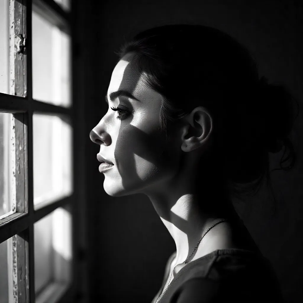 Grid Shadows on a Side-Profile in Monochrome