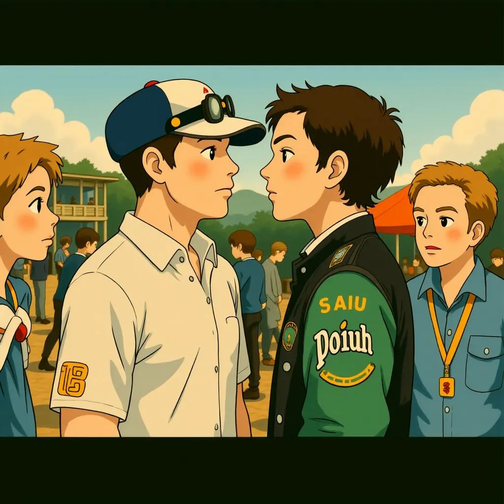 Will Ferrell, Leslie Bibb, Sacha Baron Cohen, and Greg Germann in Talladega Nights: The Ballad of Ricky Bobby (2006) - Anime style