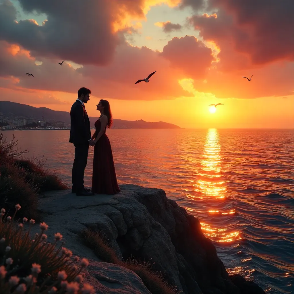 Sunset Silhouette on Marseille Cliff