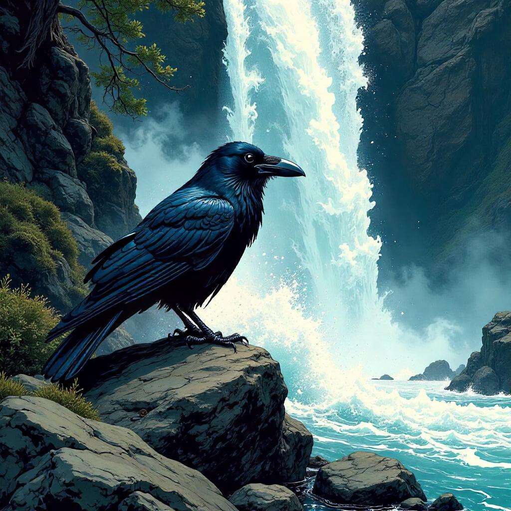 Raven in Halftone: Waterfall Clash