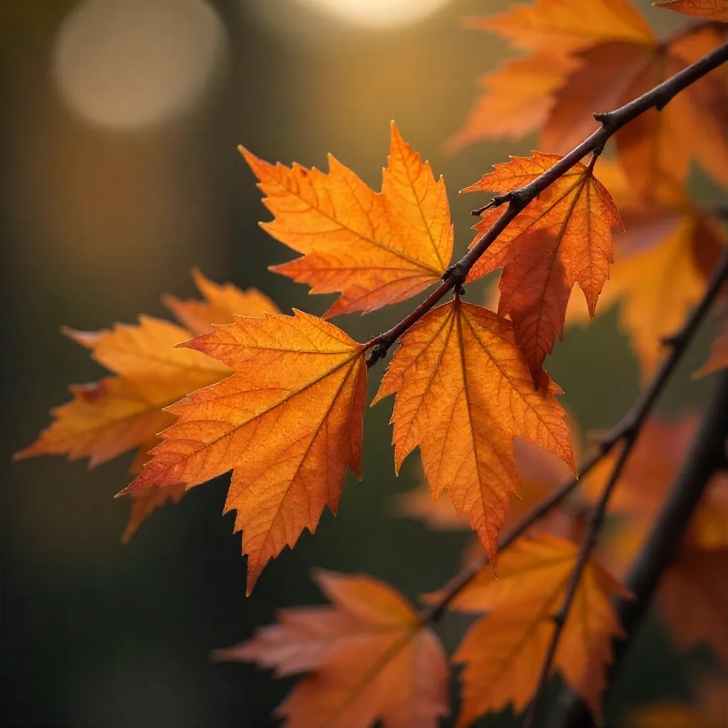 Serene Close-up of Orange Autumn Leaves
