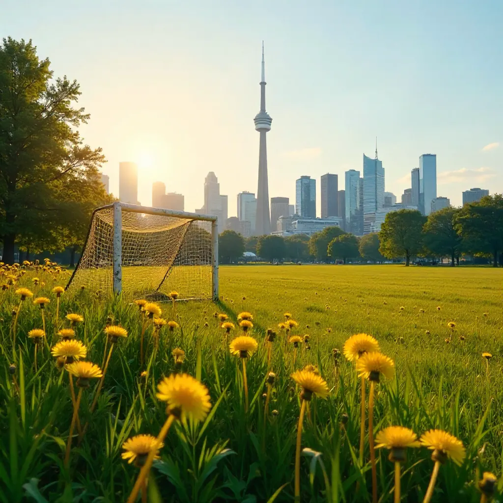 Dandelion Field and Soccer Goal in Toronto